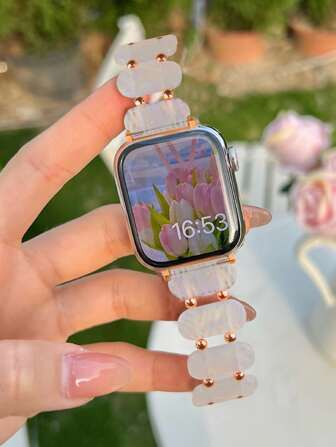 Women's Fashionable Lightweight Resin Beaded Bracelet Watch Band, Compatible With Apple Watch 38/... | SHEIN
