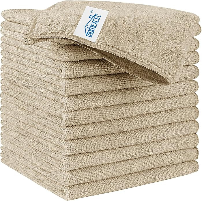 HOMEXCEL Brown Microfiber Cleaning Cloth, 12 Pack Premium Microfiber Towels for Cars, Lint Free, ... | Amazon (US)