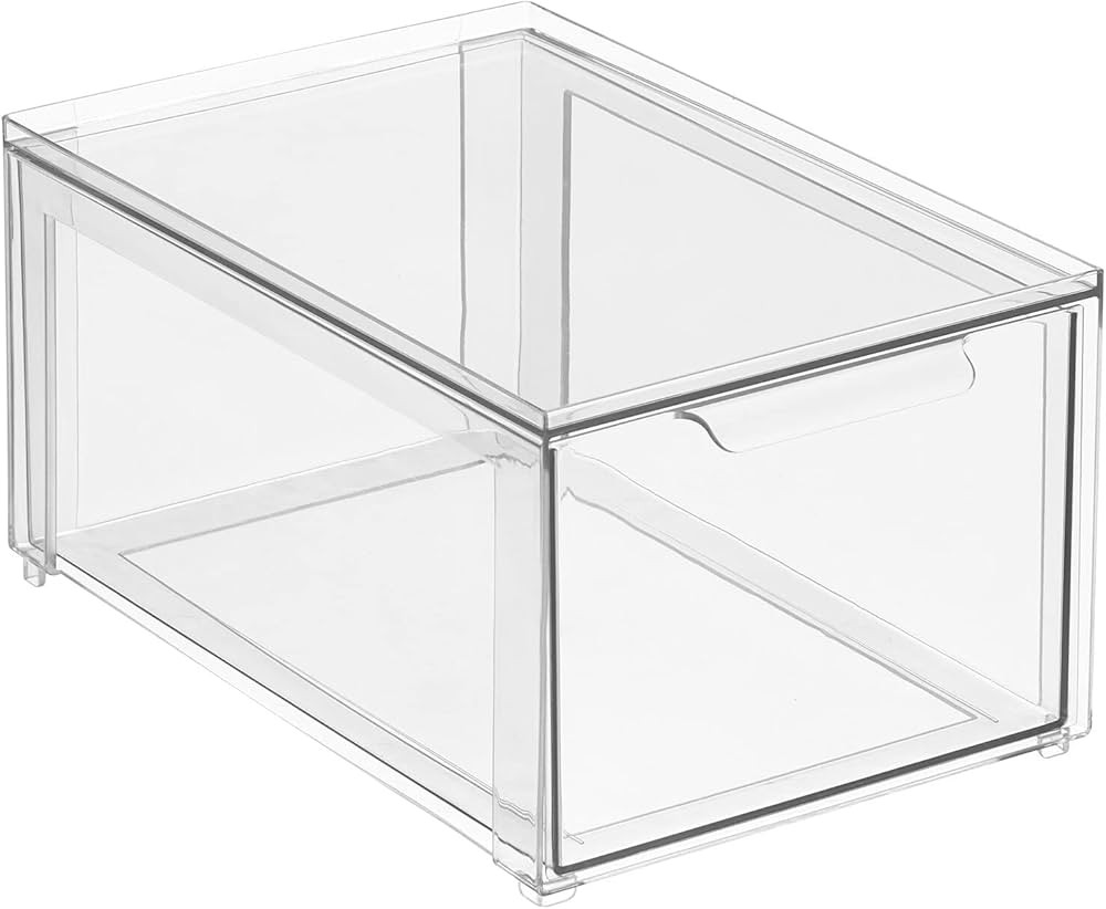 mDesign Plastic Stackable Closet Storage Organizer Bins with Pull Out Drawer for Cabinet, Desk, S... | Amazon (US)