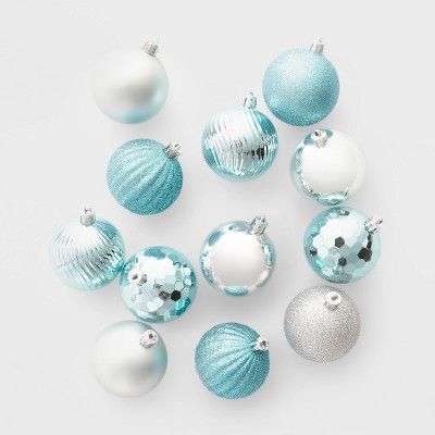 100ct Christmas Ornament Set Teal and Silver - Wondershop™ | Target