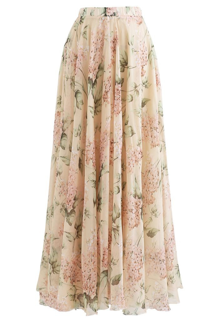 Blooming Hyacinth Watercolor Maxi Skirt | Chicwish