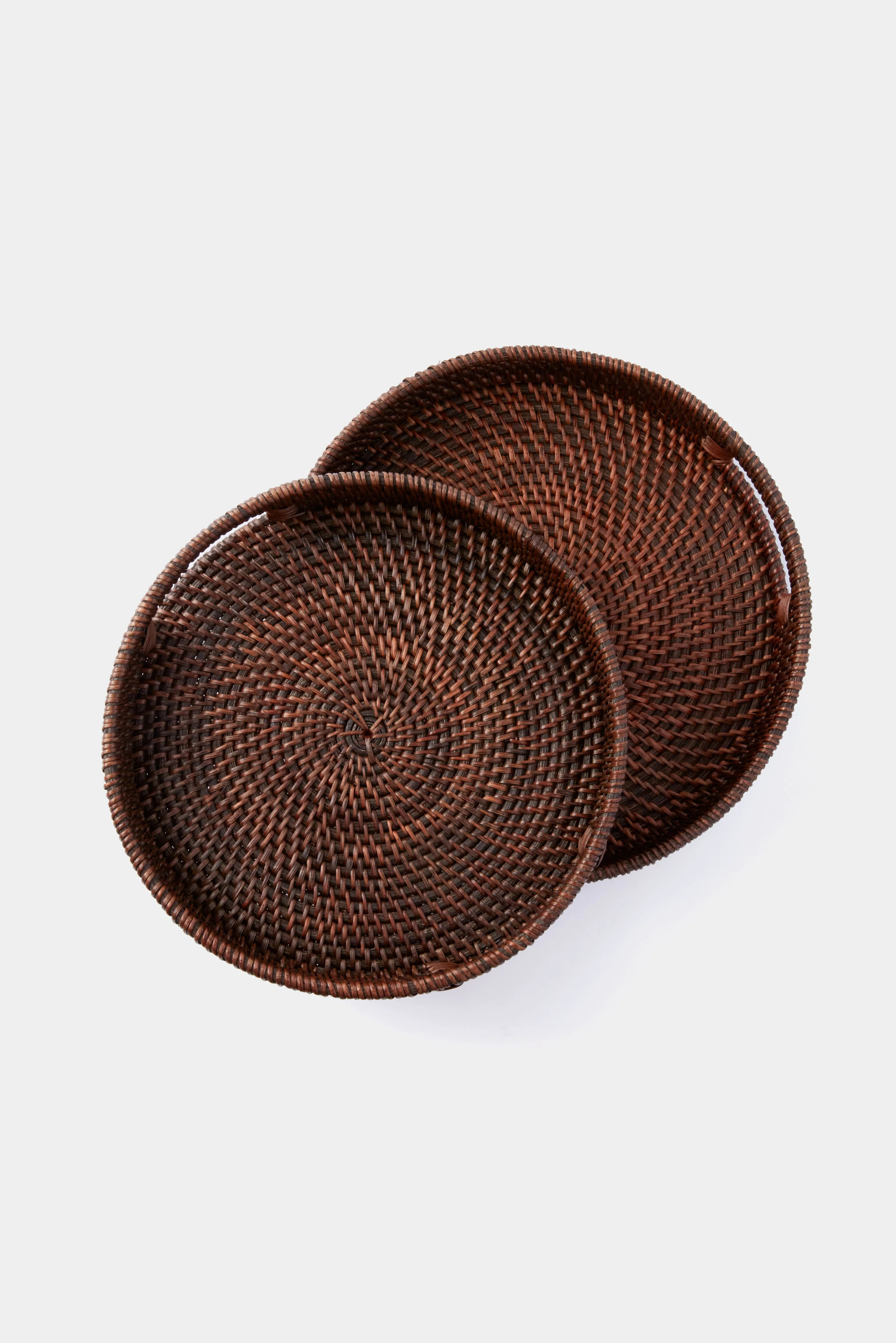 Dark Brown Rattan Round Trays Set of 2 | Tuckernuck (US)