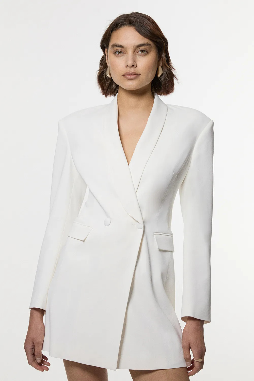 Tall Polished Tailored Double Breasted Sinch Detail Blazer Mini Dress | Karen Millen UK + IE + DE + NL