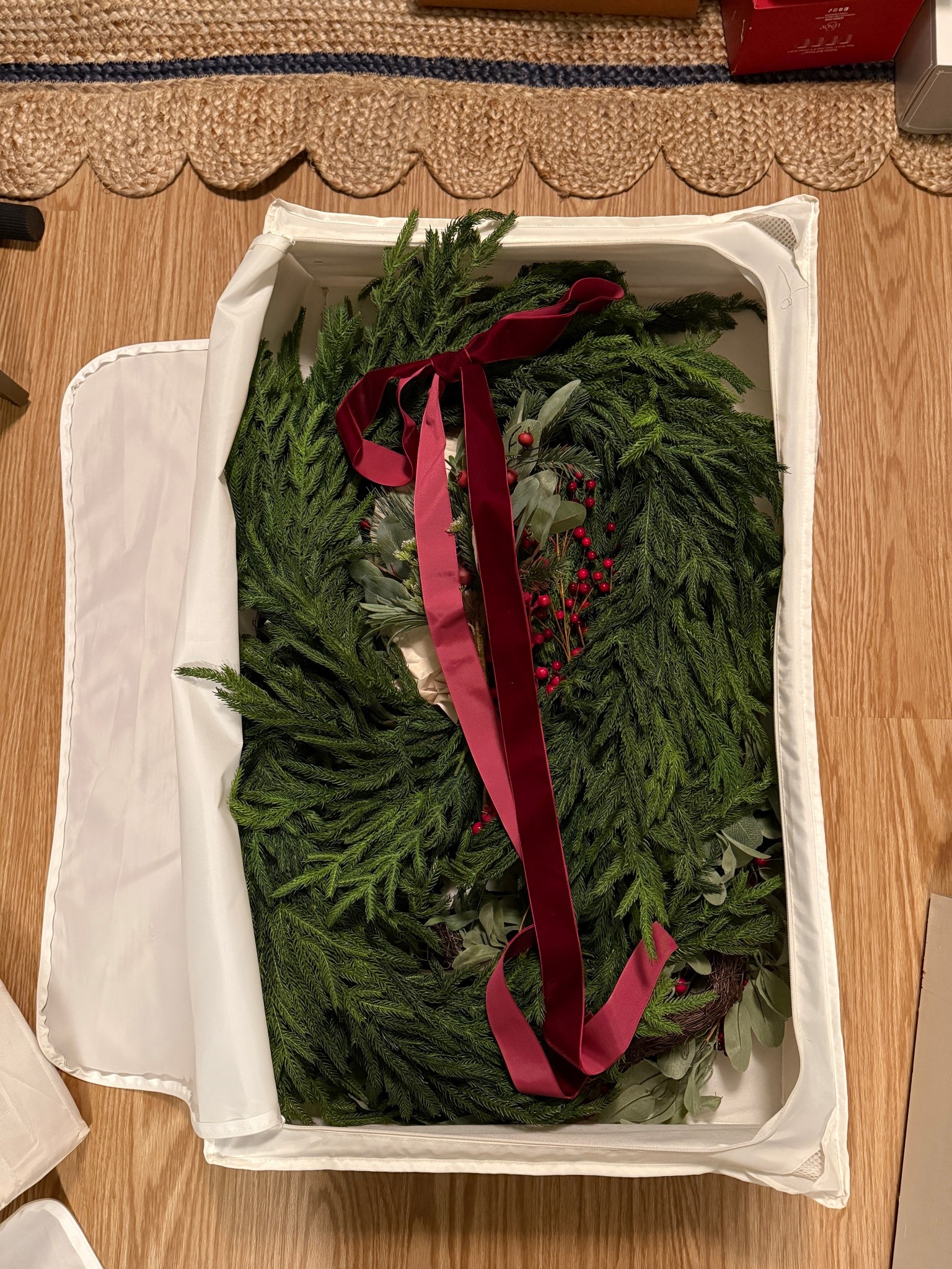 Hanging these real touch deluxe Norfolk pine on my stairways . They are thicker and more lush. I use twist ties to attach them to my staircase. Linking a lower price Norfolk pine alternative but I can’t vouch for quality  

#LTKHome #LTKHoliday