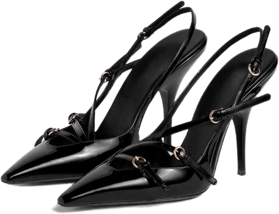 CORNMOOD Slingback Kitten Heels for Women Stiletto Heels Pointed Toe with Buckle Strap Heeled San... | Amazon (US)