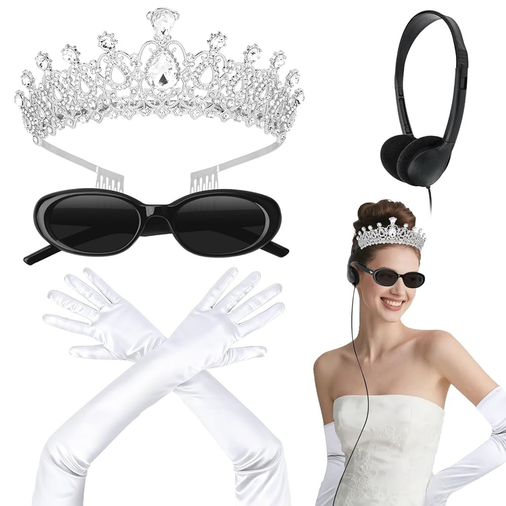 Semato Princess Costume Accessories for Women Princess Bachelorette Party Crown with White Long G... | Amazon (US)