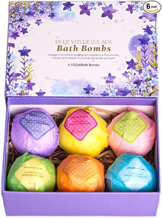 LuxSpa Bath Bombs Gift Set - The Best Ultra Bubble Fizzies with Natural Dead Sea Salt Cocoa and Shea | Amazon (US)
