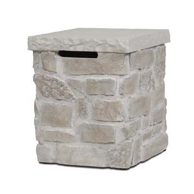 Scottsdale Stone Propane Tank Cover And Side Table In Beige By Real Flame | Wayfair North America