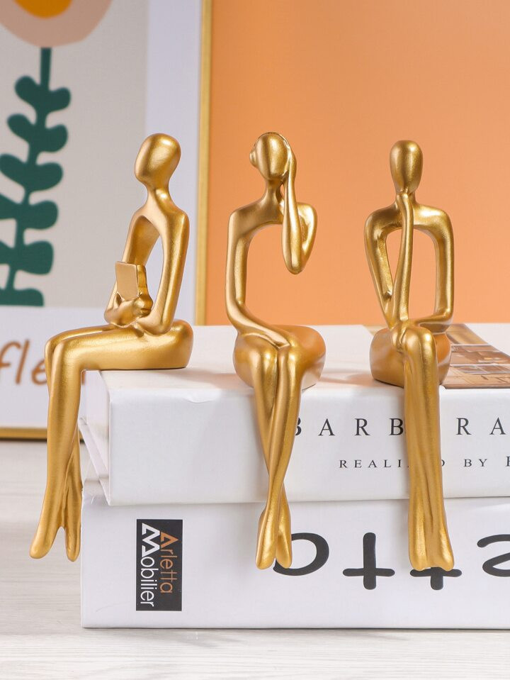 3pcs Modern Minimalist Human Figure Sitting Pose Resin Ornaments, Room Decor, Decorations, Bedroo... | SHEIN