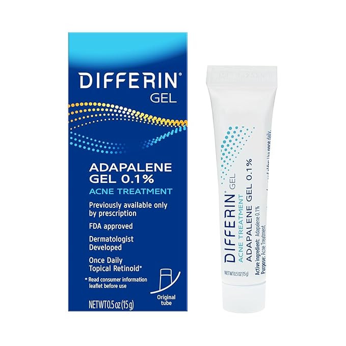 Differin Acne Treatment Gel, 30 Day Supply, Retinoid Treatment for Face with 0.1% Adapalene, Gent... | Amazon (US)