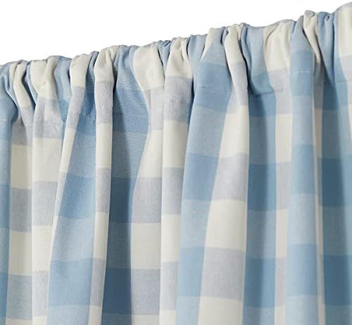 Decoberry Mertie - Buffalo Checks, Powder Blue & Off White, Set of 2 - 100% Cotton Curtains, Partial | Amazon (US)