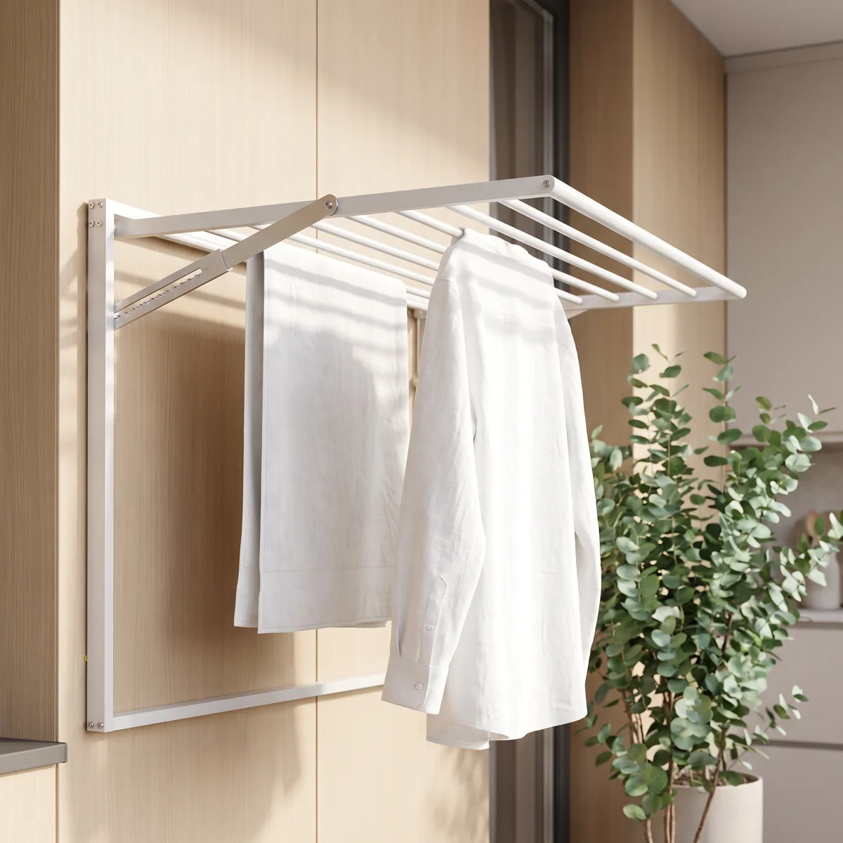 Collapsible Wall Mounted Clothes Drying Rack Foldable Stainless Steel Laundry Drying Rack for Apa... | Wayfair North America