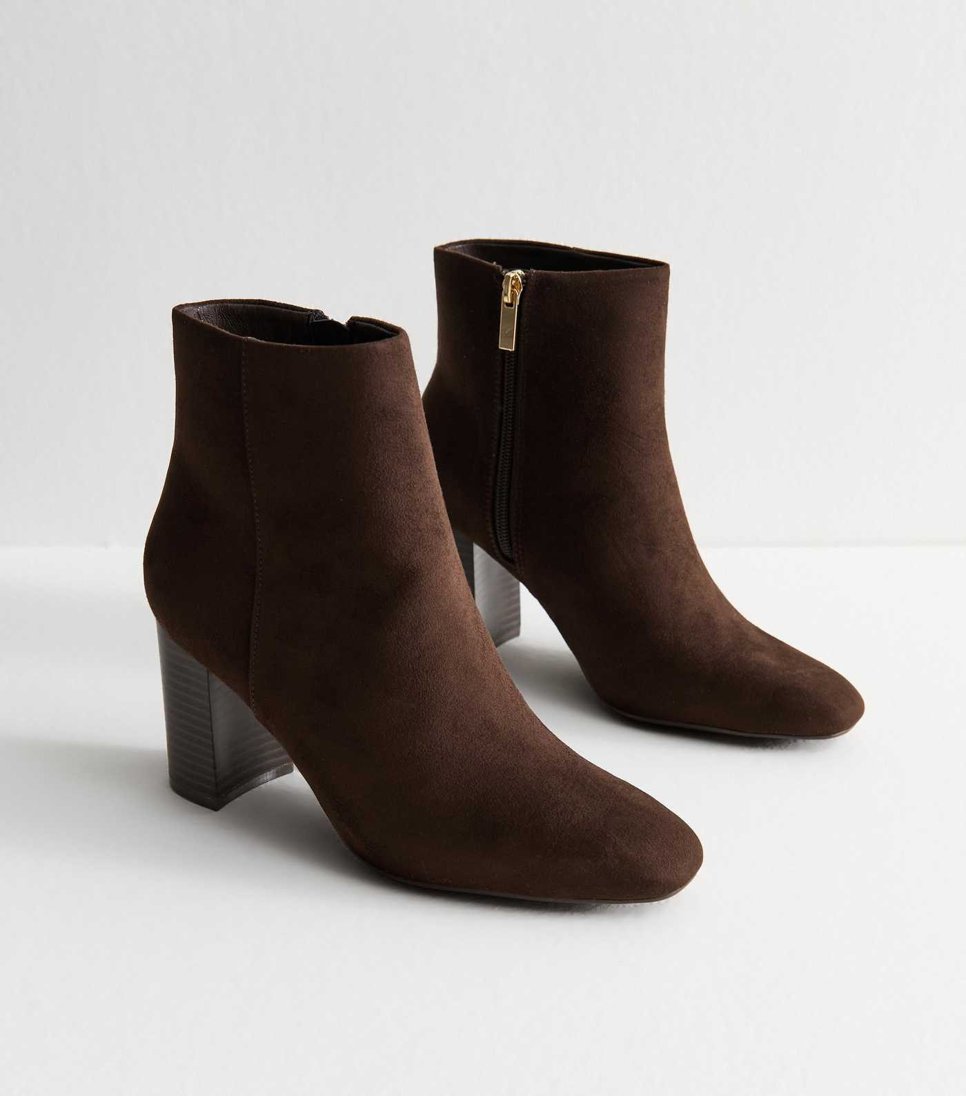 Brown Faux Suede Block Heel Ankle Boots | New Look | New Look (UK)
