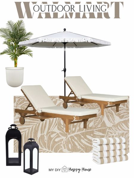  Poolside lounging 

outdoor lounge chairs, outdoor umbrella , outdoor lanterns , pool towels , faux palm tree, outdoor planter 


#LTKSeasonal #LTKHome #LTKSwim