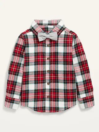 Plaid Button-Front Shirt and Bow-Tie Set for Toddler Boys | Old Navy (CA)