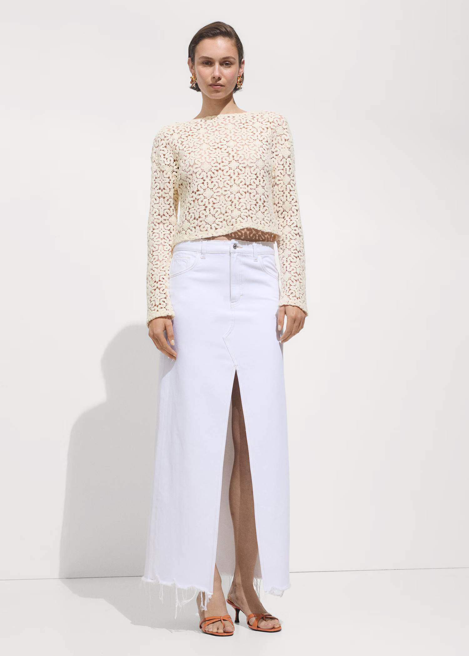 Crochet sweater with flowers - Woman | MANGO USA | MANGO (US)
