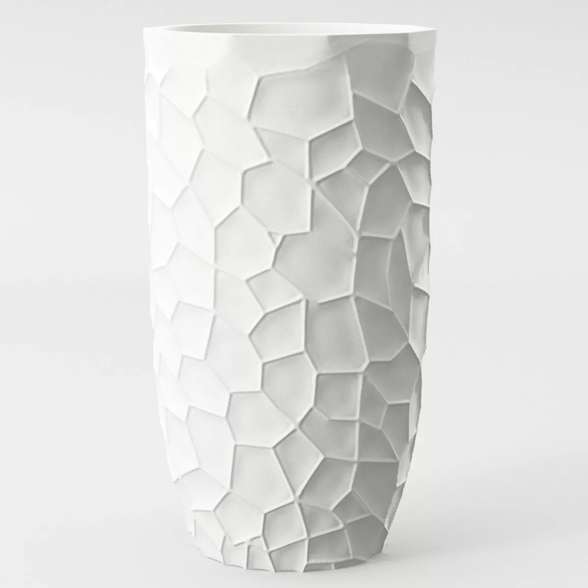 LuxenHome White MgO Geometric Pattern 22" Tall Round Planter | Target