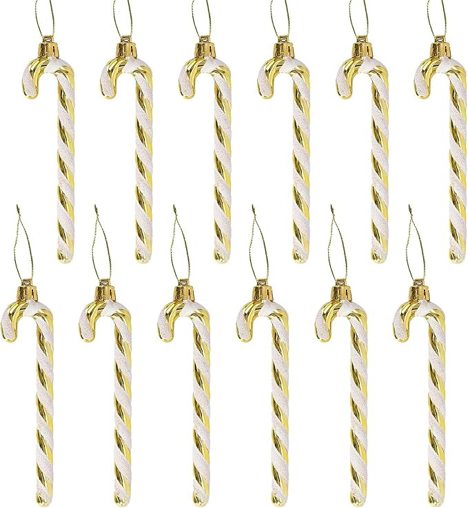 12pcs Plastic Christmas Glitter Candy Cane Ornaments Candy Canes Decorations Christmas Tree Hangi... | Amazon (US)