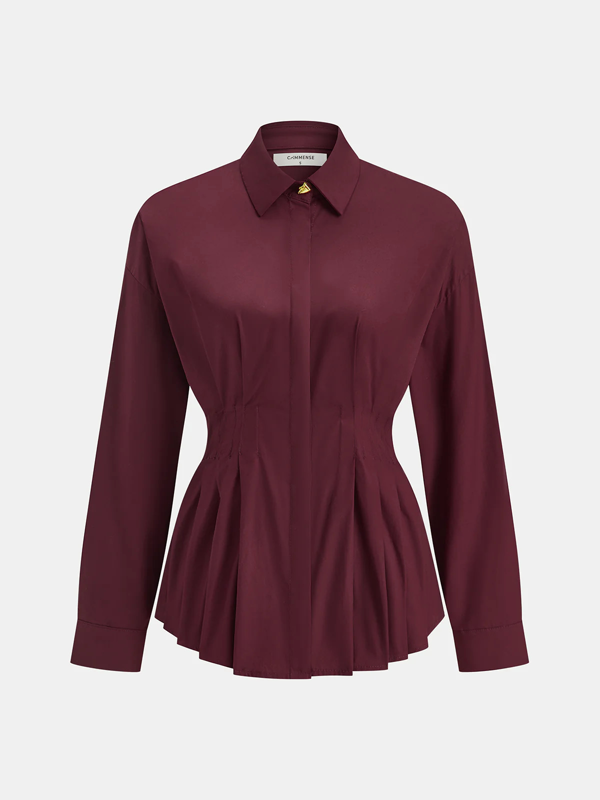 Pleated Peplum Shirt with Collar Detail | Commense