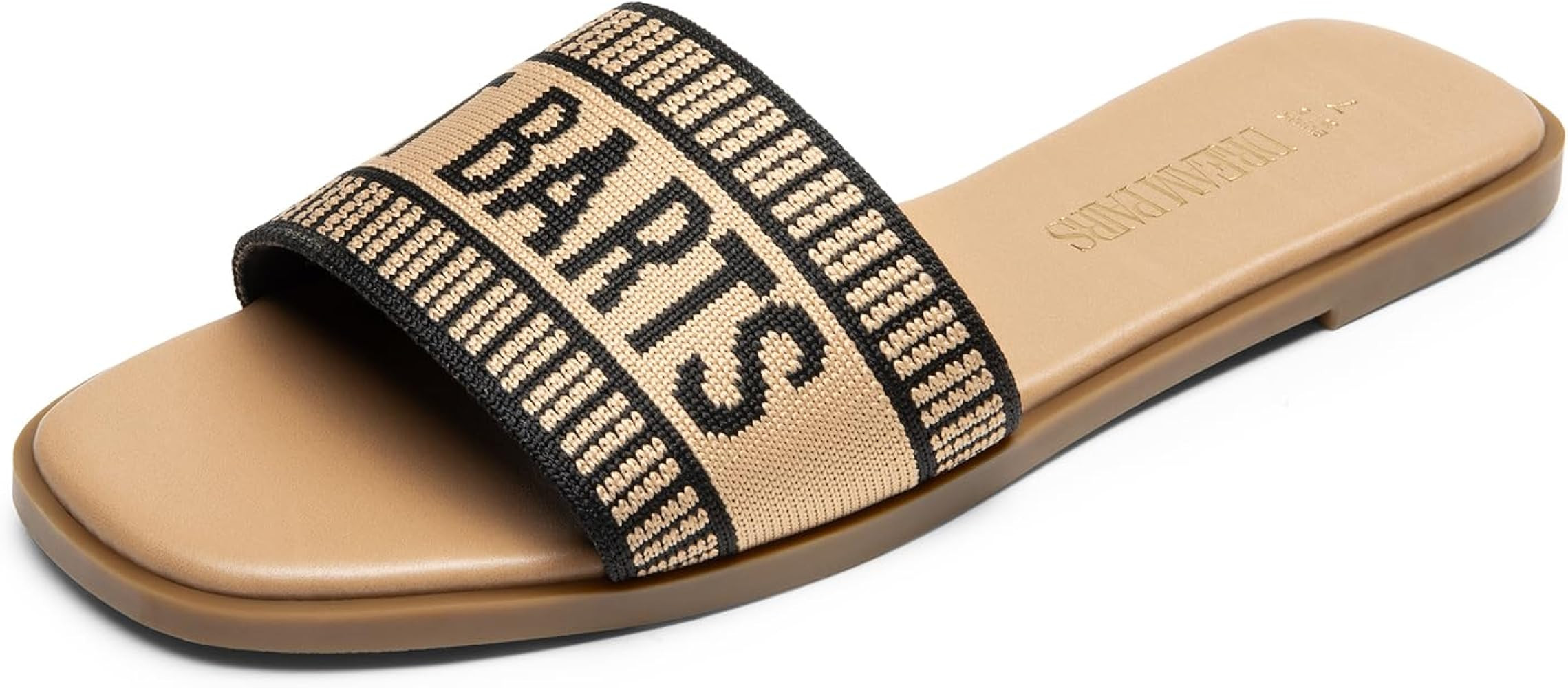 DREAM PAIRS Women's Flat Sandals Slip On Slides Sandals Square Open Toe Jacquard Braided Fashion ... | Amazon (US)