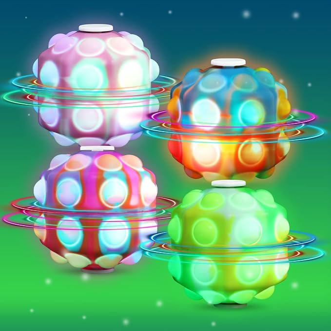 4 PCS Pop Marvel Fidget it Ball Spinner Toy, 3D Bubble Squeeze Rotating Light up Ball Easter Toys... | Amazon (US)