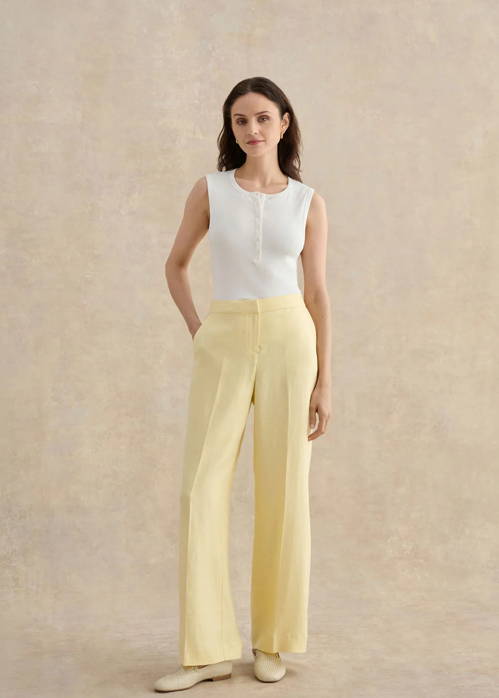 Petite Adalee Linen Wide Leg Trousers | Hobbs UK | | Hobbs