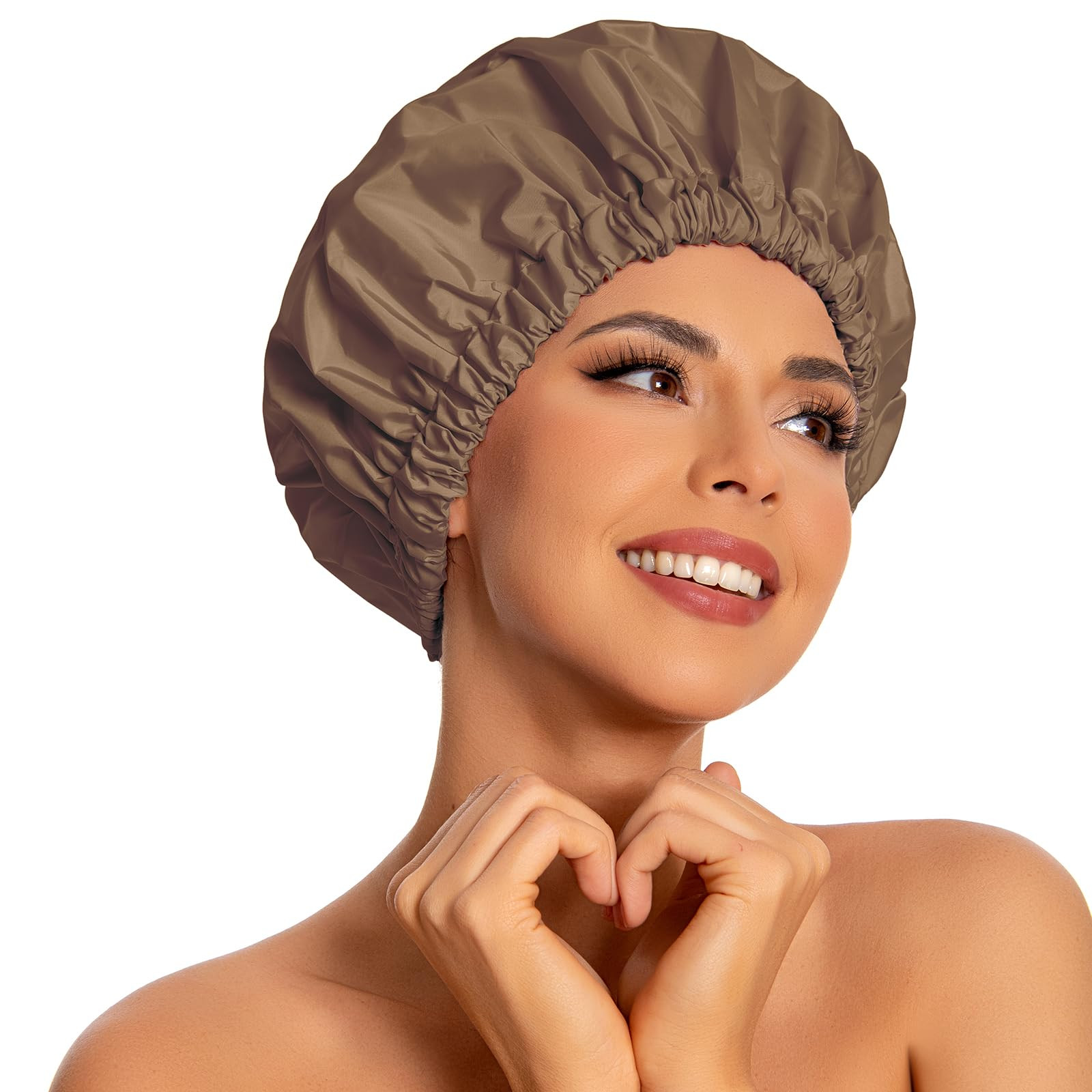 Reusable Shower Cap for Women, Large Waterproof Shower Bonnet Washable Elastic Band Bath Accessor... | Amazon (US)