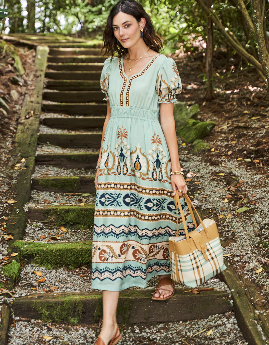 Valerie Midi Dress Kalalanta Ikat Palm Sea Foam | Spartina 449