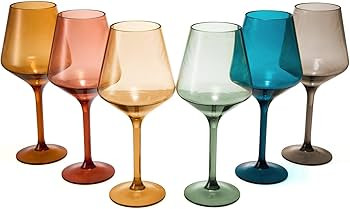 Acrylic Colored Wine Glasses | 2 Set | Shatterproof Tritan Drinkware, Unbreakable - European Desi... | Amazon (US)