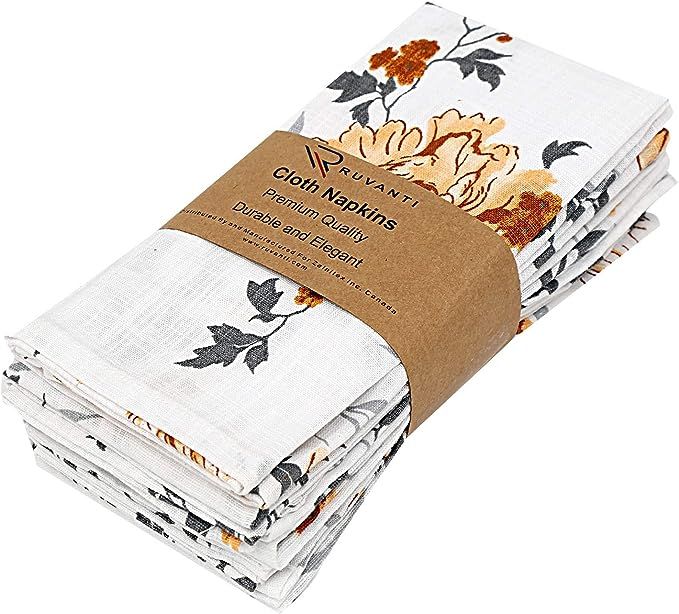 Ruvanti Fall Cloth Napkins 6 Pack 100% Cotton 18 X 18 Inch Dinner Napkins ,Soft & Comfortable Cotton | Amazon (US)
