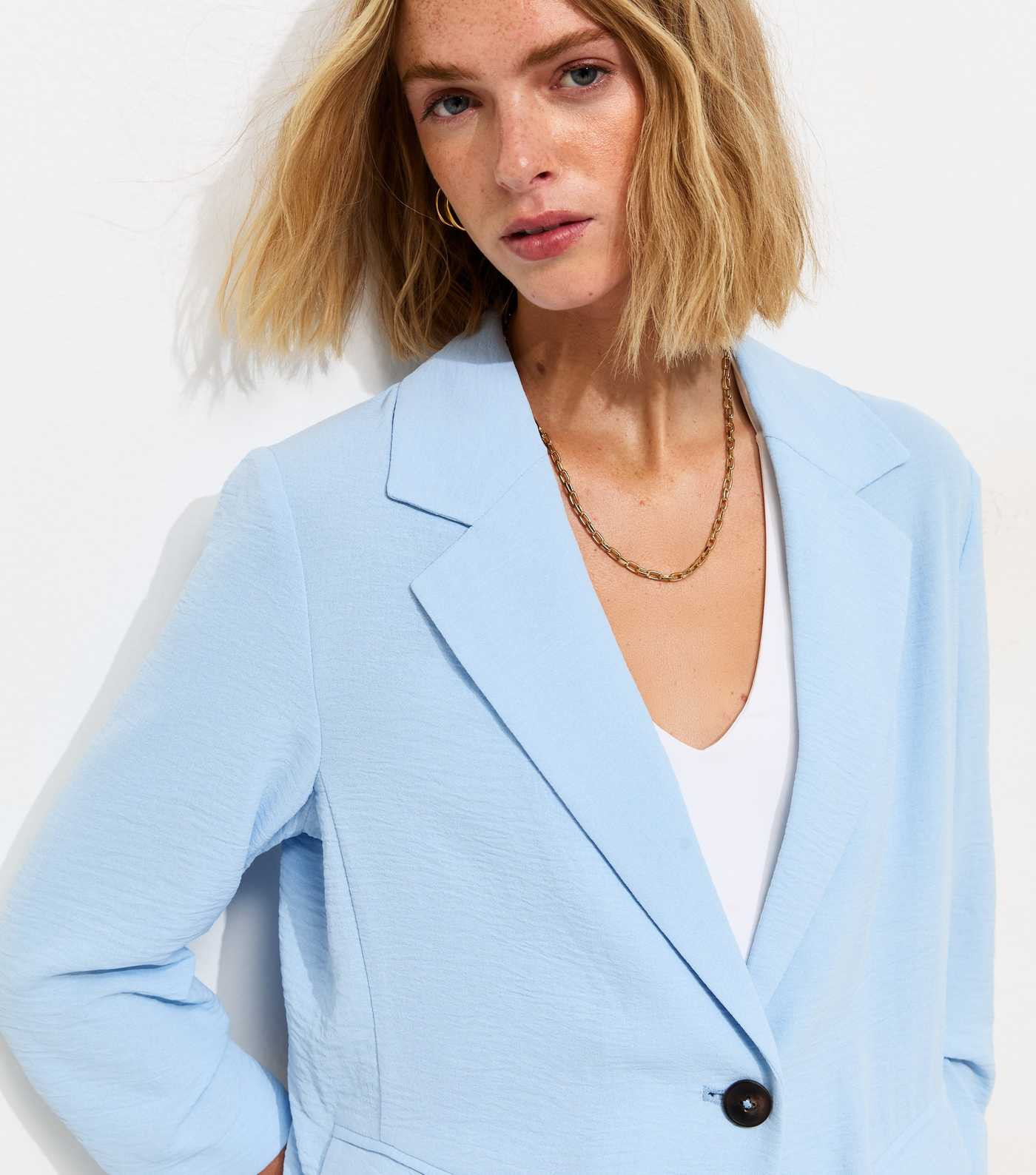 Light Blue Ruched Sleeve Blazer | New Look | New Look (UK)