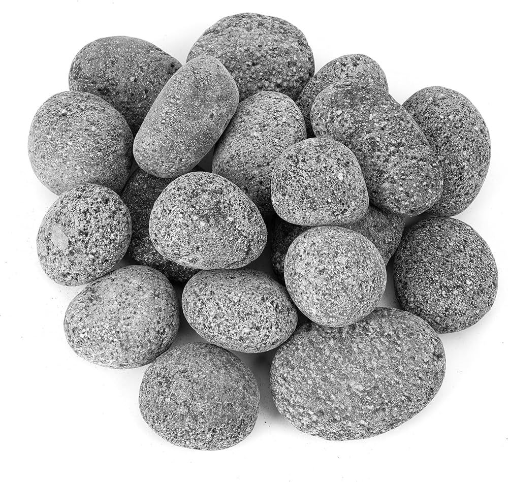 Skyflame Black Natural Tumbled Stones Round Lava Rock Pebbles for Indoor Outdoor Gas Fire Pit | F... | Amazon (US)