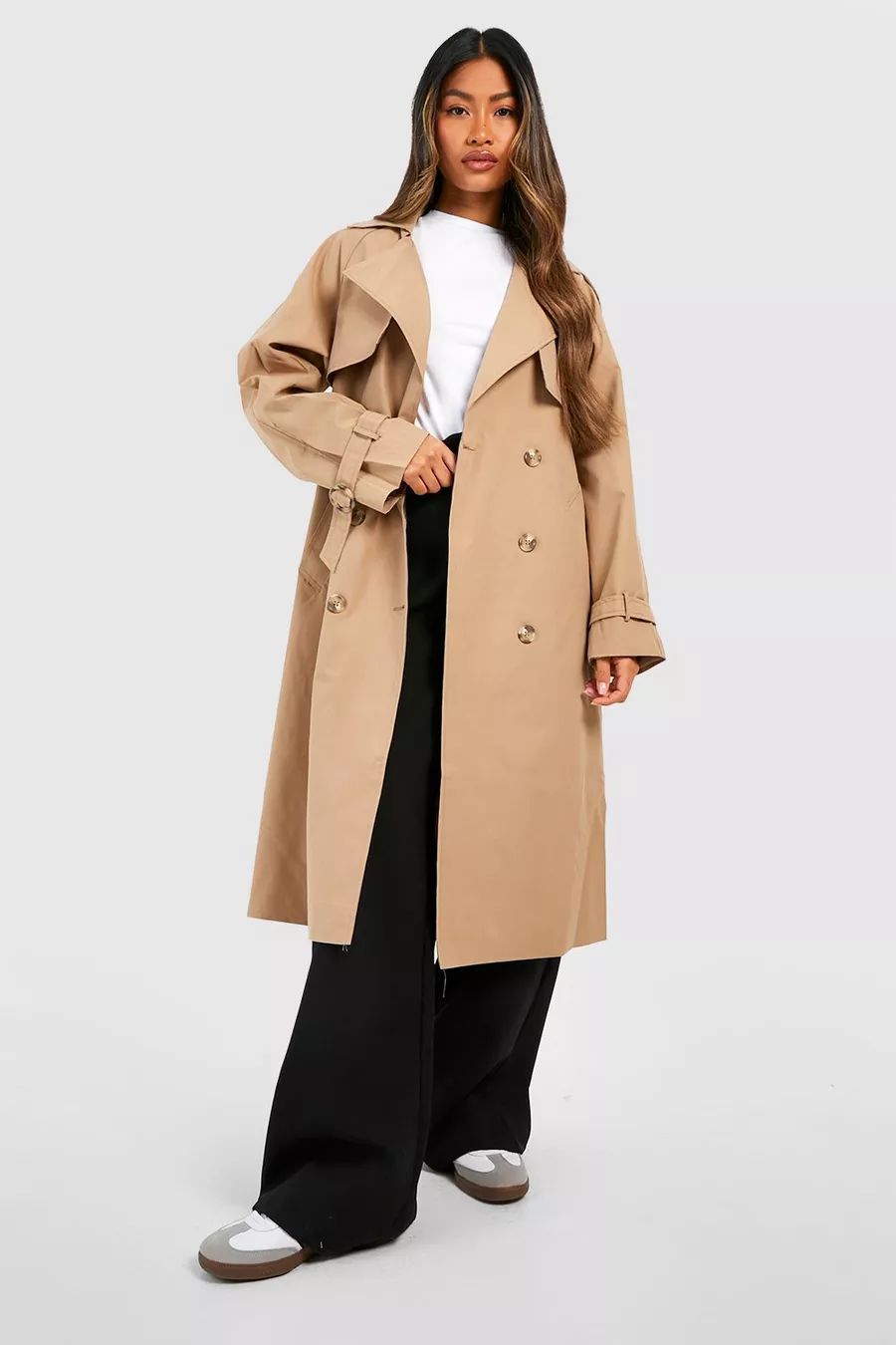 Belted Double Breasted Trench Coat | Boohoo.com (US & CA)