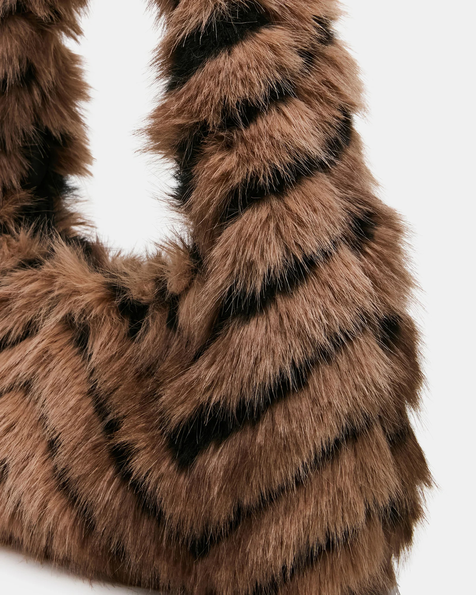 SAGA Black/Tan Faux Fur Shoulder Handbag | Steve Madden (US)