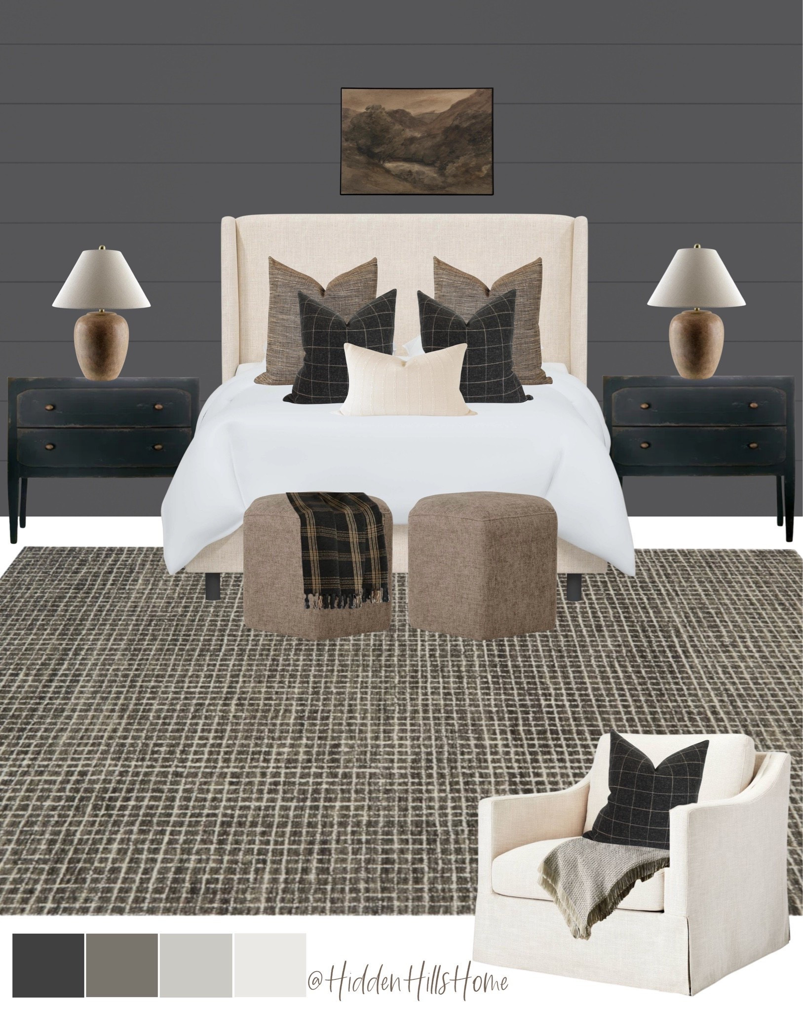 Bedroom Decor, bedroom design, nightstands, bedroom inspiration, master bedroom, Tilly bed, moody bedroom #bedroom
Wall color is SW Tricorn black

#LTKSaleAlert #LTKHome #LTKSeasonal