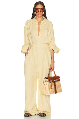 Paperbag Jumpsuit in Washed Linen | FWRD 