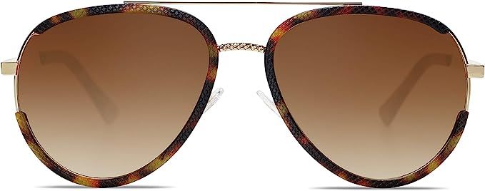 SOJOS Aviator Sunglasses for Men and Women Double Bridge Mirrored UV400 Lens SJ2127 | Amazon (US)
