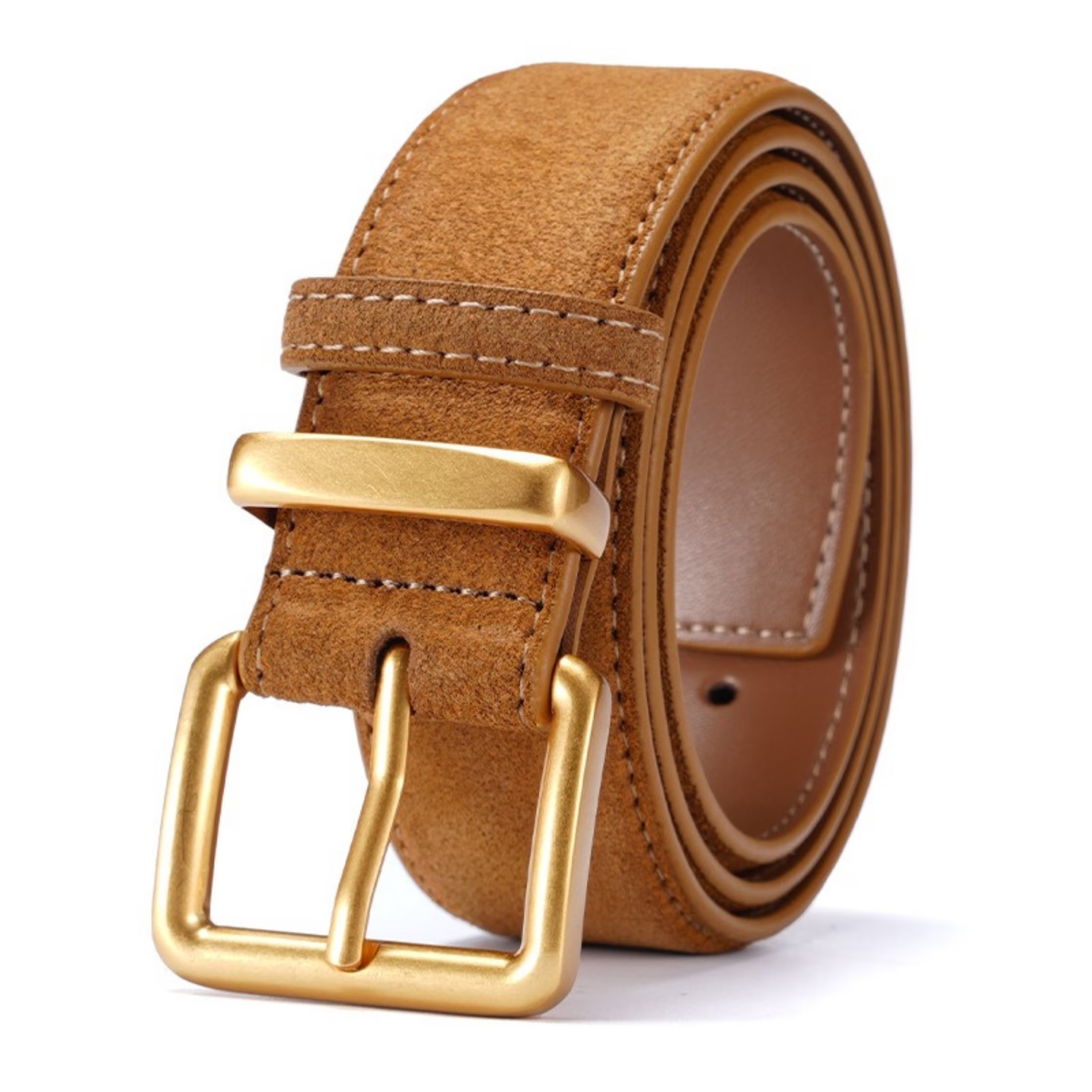 Women's Leather Belt Suede Denim Casual Belt for Women Vintage-Style Slim Waistband for Jeans Dress Camel Color 105cm - Walmart.com | Walmart (US)