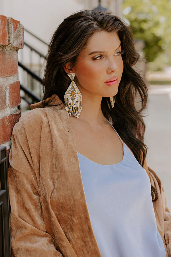 Island Twist Beaded Earrings in Ivory | Impressions Online Boutique