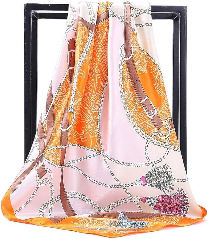 NUWEERIR Womens Large Satin Square Scarf Silk Feeling Hair Wrapping Gift Designer Scarf 35x35 Inc... | Amazon (US)