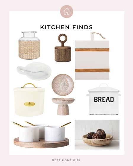 Ready for your kitchen to look like a professional styled it?  Great!  Cutting boards, charcuterie board, fruit stand, fruit bowl, bread box, styling elements, rattan vase, spoon holder, marble pinch pots, wooden fruit bowl 

#LTKunder50 #LTKhome #LTKGiftGuide