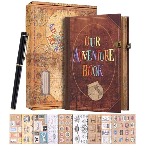 JIMBON Page 164 Our Adventure Book 8.2 * 5.9 inch Scrapbook Album,Retro Cowhide Cover and 3D Design Style,Couple Scrap Port,Travel Scrapbook Diary,Anniversary Boyfriend and Girlfriend Gifts | Amazon (US)