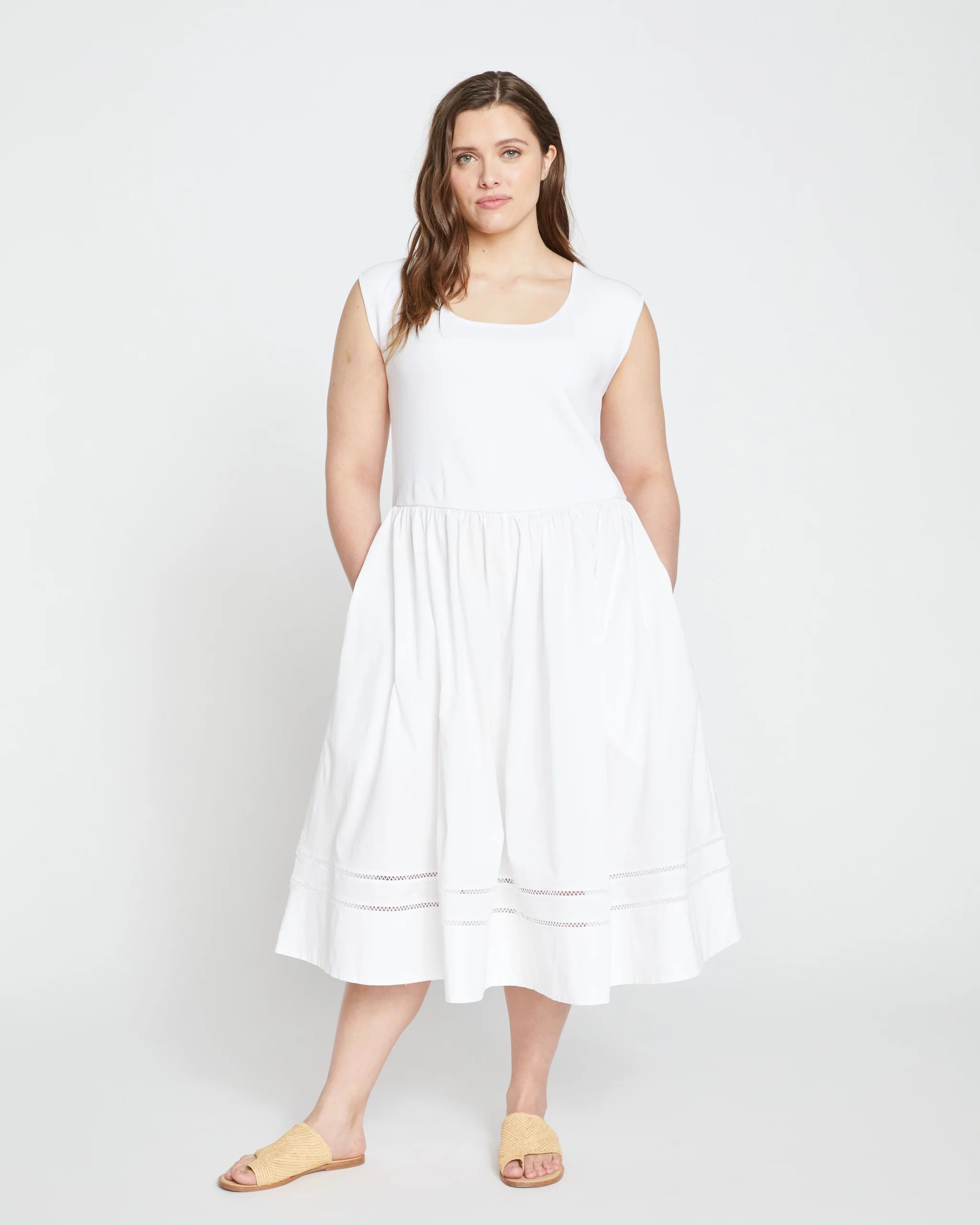 Chloe Combo Dress - White | Universal Standard