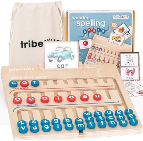 Montessori Learning Toy for 4 Year Old Kids and up | Wooden Educational Alphabet Board with Flash... | Amazon (US)