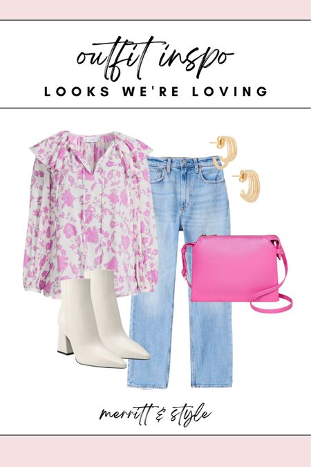 Spring outfit ideas spring top white booties and denim outfit Walmart fashion 

#LTKunder50 #LTKsalealert #LTKstyletip