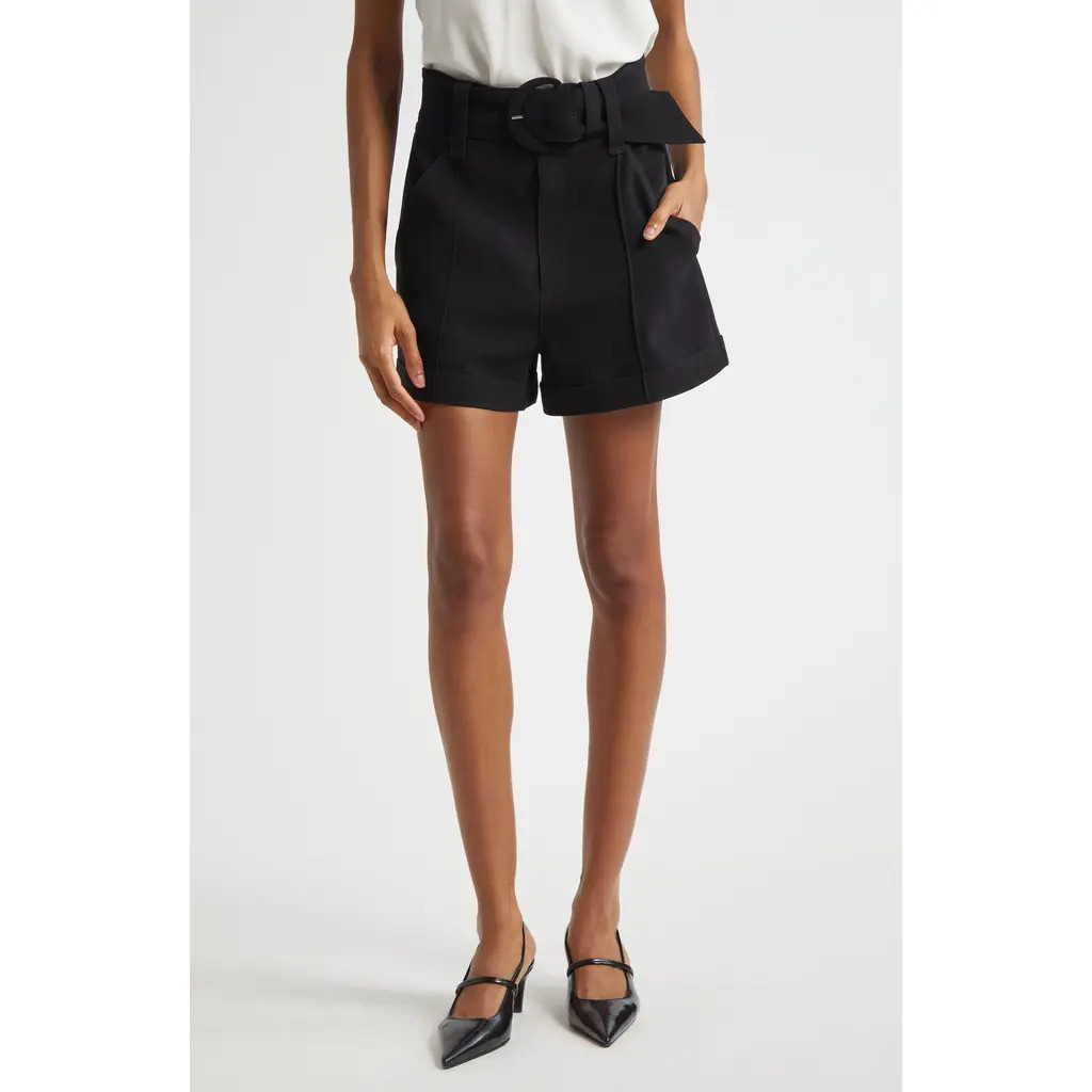 Cinq à Sept Aldi Belted High Waist Shorts in Black at Nordstrom, Size 6 | Nordstrom