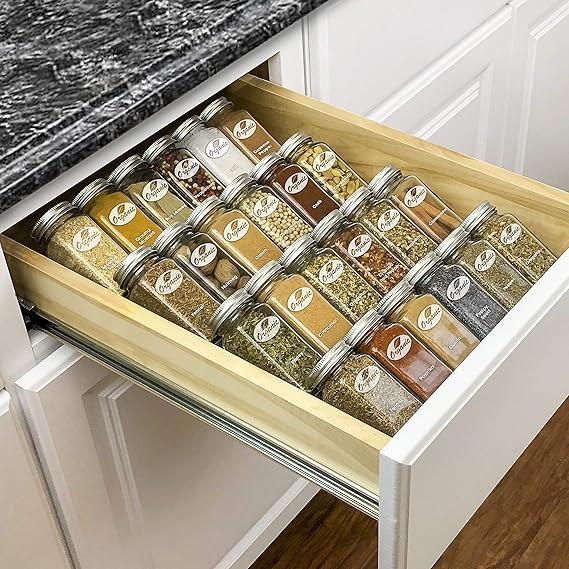 Lynk Professional Spice Rack Tray - Heavy Gauge Steel 4 Tier Drawer Organizer for Kitchen Cabinet... | Amazon (US)