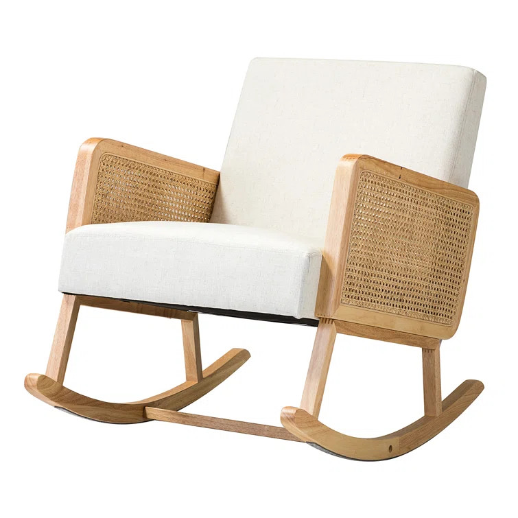 Amatury Rocking Chair With Rattan Arms | Wayfair North America