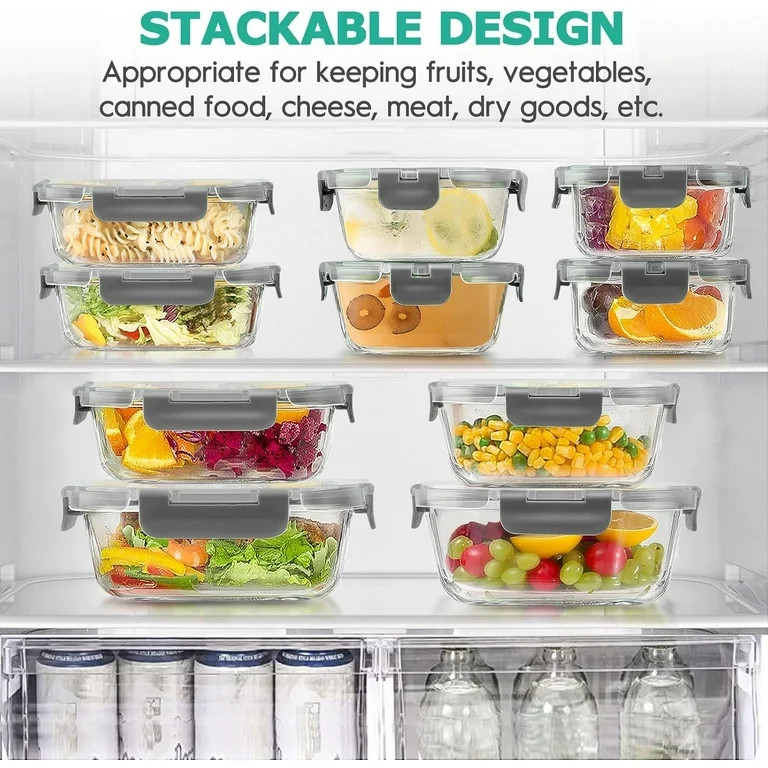 34pcs Glass Food Storage Containers with Lids Set, Airtight Meal Prep Containers (17 Containers &... | Walmart (US)