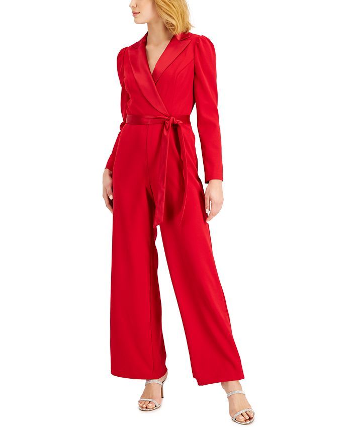 Adrianna Papell Notched-Collar Belted Jumpsuit & Reviews - Pants & Capris - Women - Macy's | Macys (US)